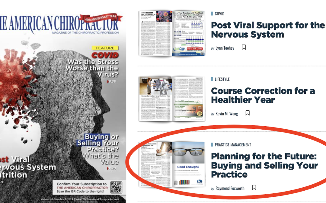 Dr. Necela featured in The American Chiropractor Magazine – Planning For the Future: Selling Your Chiropractic Practice